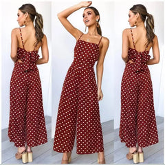 Cyflymder  Polka Dot Women's One-Piece Wide Leg Pants High Waist Street Sle Polyester Fiber Spring Collection