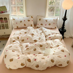Cyflymder  Girls Strawberry Bedding Sets 2025 New Queen Size Bed Sheet Set Duvet Cover Set With Pillowcase No Filling