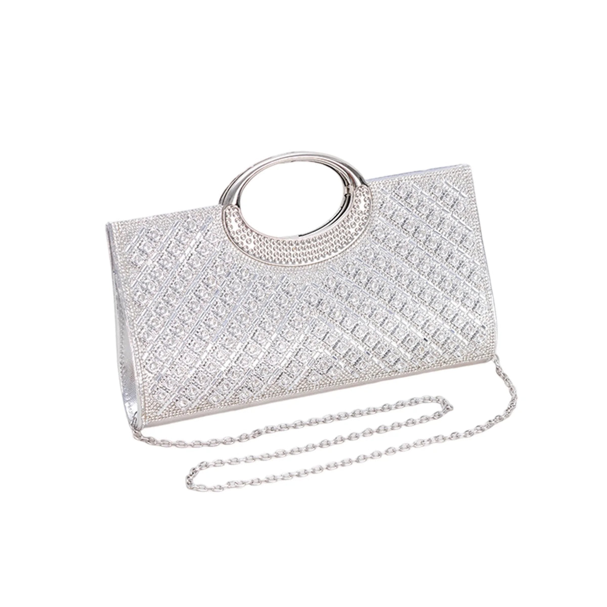 Cyflymder  Luxury Crystal Embellished Clutch Purse with Detachable Chain Strap and Matching Hairband for Special Occasions
