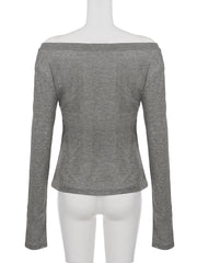 Cyflymder  Casual Solid T Shirt Basic Slim O-Neck Long Sleeve Tees Women 2025 Autumn Spring Fashion Streetwear Ladies All-Match