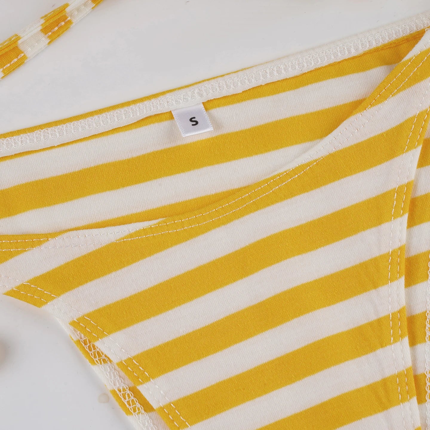 Cyflymder  Beach Style Striped Bikini Sets Holiday Sexy Bandage 3 Piece Sets Backless Brief Halter Tops Low-Waisted Pantys Shorts