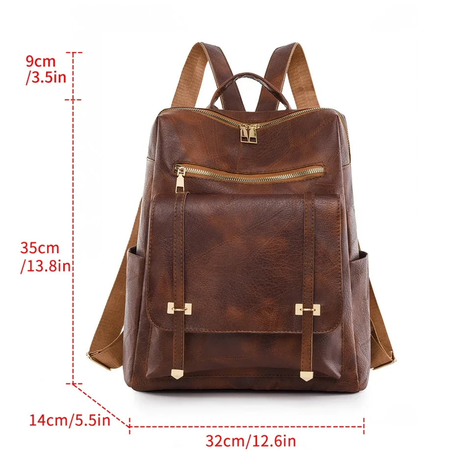 Cyflymder  Vintage Women's Bag Large Capacity Leather Daily Commute Travel Women's Backpack Shopping Fashion Designer School Bags Travel