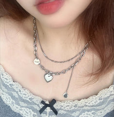 Cyflymder  New Love Necklace For Women Hip Hop Streetwear Light Luxury Choker Colorproof Layered Chain Gift