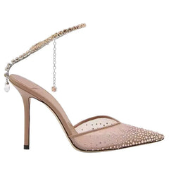 Cyflymder   Crystal mesh pointed toe women slingbacks fashion party shoes