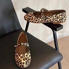 Cyflymder  Leopard Print Mary Jeans Shoes Women Spring Autumn Velvet Soft Comfortable Flats Shoes Ladies Round Toe Casual Fashion Loafers