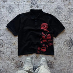 Cyflymder  Stripes Maiden Chic Vintage Sweet Clothing Y2K Elegant Woman T-shirts Cute Slim Aesthetic Polo Tops Classic Harajuku Fashion Tee