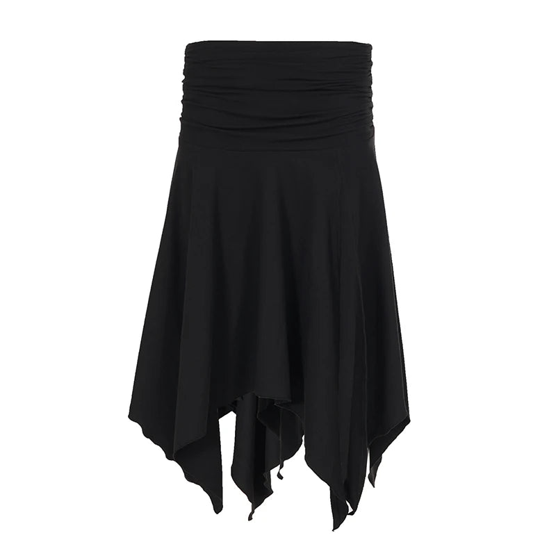 Cyflymder  Elegant Black Basic Split Irregular Hem Skirts Women Fashion Causal Commuter Wearing Bottoms Summer All Match Skirt New