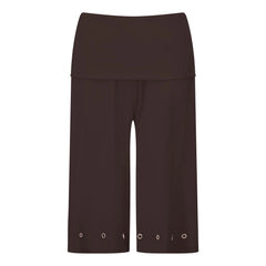Cyflymder  Women Sexy y2k Low Waist Capri Leggings Yoga Pants Solid Color Elastic Waist Fold Over Stretch Going Out Cropped Pants Bottoms