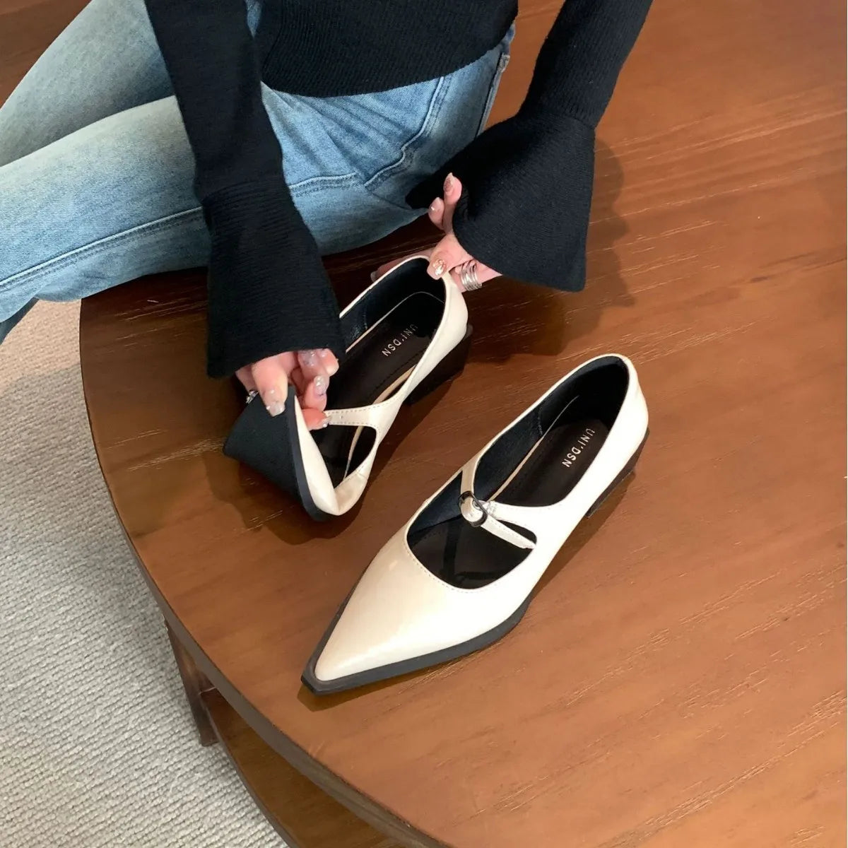 Cyflymder  Shoes Woman 2025 Female Footwear Pointed Toe All-Match Shallow Mouth Casual Sneaker New Dress Summer Moccasin Solid PU Fabric