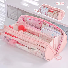 Cyflymder  1 Piece Creative Style Simplicity Pencil Case Cute Candy Color Series Pencil Pouch High Capacity Transparent Stationery Bag