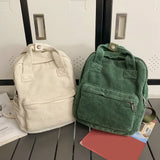 Cyflymder Women Traveling Backpack Solid Color Double Shoulder Bag Corduroy Multiple Pockets for Teenager Girls Kids