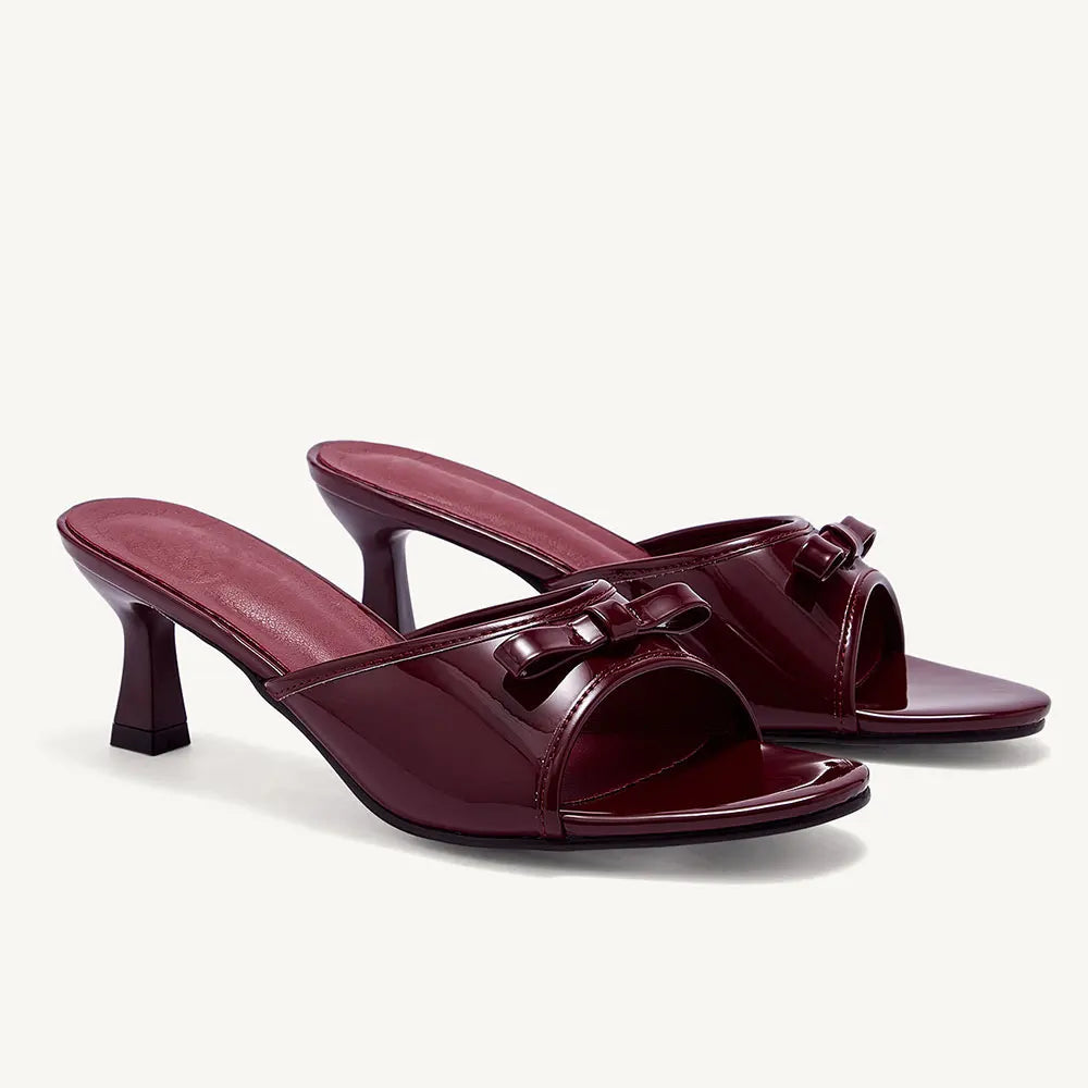 Cyflymder    Summer Bowknot Decor Open Toe Women's Slides Sandals Kitten Heels Comfy Walk Slip on Slingback Mules Shoes Outdoor Slipper