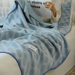 Cyflymder  Nordic Simple Jacquard Sheep Fleece Blanket Luxury Autumn Winter Office Bedroom Nap Blanket Shawl Cushion for Single Double Size