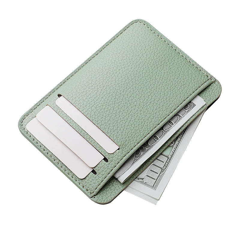 Cyflymder 1Pc New Ultra-thin Soft Wallet PU Leather Mini Credit Card Wallet Candy Color Bank Credit Card Box Female Male Business Card Set