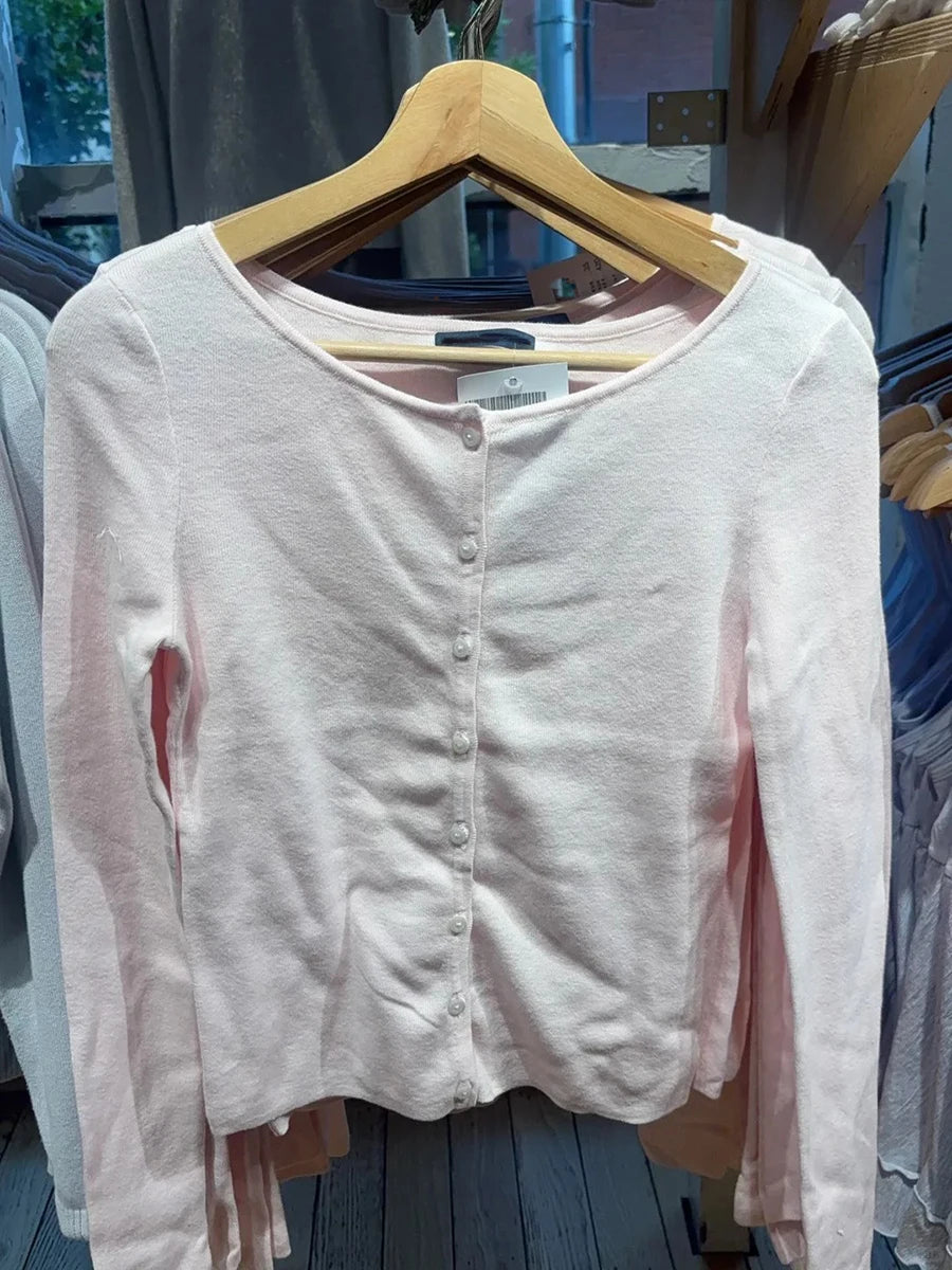 Cyflymder  Pink Cute Cotton Knitted Cardigan Women Autumn New Casual Streetwear Buttons Long Sleeve Coat Sweet Preppy Style Sweaters Tops