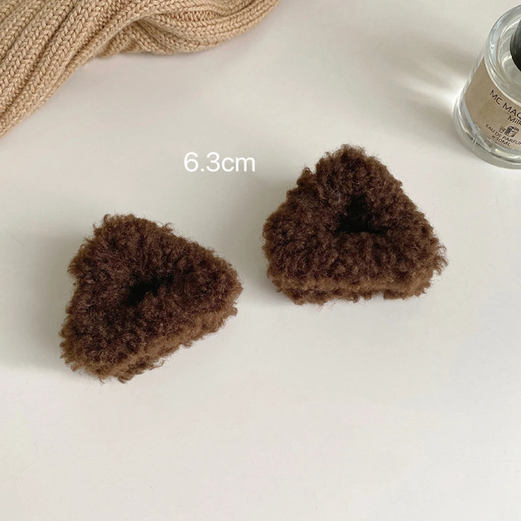 Cyflymder Plush Cat Ears Hair Clips For Women Girls Lamb Cashmere Hairpin Forehead Bangs Clip Fluffy Children New Winter Hair Accessories