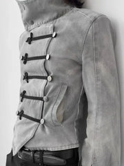 Cyflymder   Y2k Napoleon Jacket Vintage Military Style Stand Collar Jacket Fashion Slim Fit Double Breasted Streetwear Unisex New Outerwear
