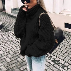Cyflymder  Loose Long Sve High Collar Knitted Sweater Batwing Sve Thi Yarn Cuffed Autumn Women's Faion Knitwear