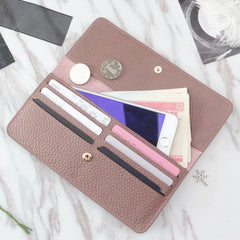 Cyflymder Women Wallets Genuine Leather Women Long Wallet Fashion Zipper Bag Multicolor Wallet Splicing Wild Coin Purse Billetera Mujer