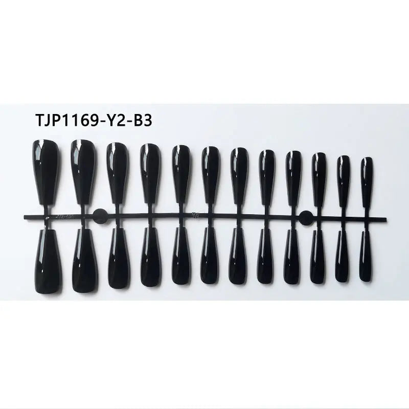 Cyflymder  24Pcs Long Square False Nails Simple White French Fake Nails Wearable Ballet Coffin Full Cover Nail Tips ABS Press on Nails