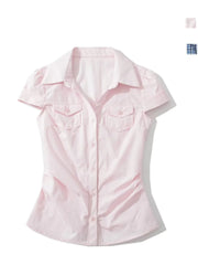 Cyflymder  Sweet And Cool ort Sve irt Korean Sle Waist Cinched oulder Corrected Paed Sve Sweet And Cool Slimming