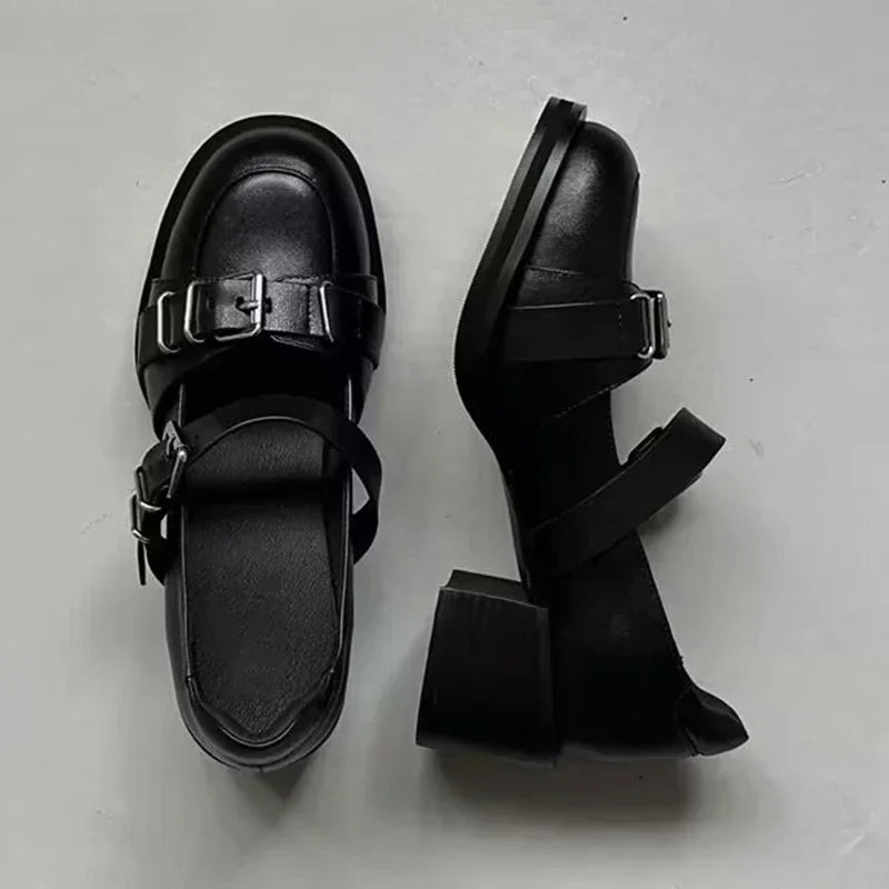 Cyflymder  Chunky  Jane Shoes Mid Heels Desigenr Shallow Sandals 2025 Trend New Spring Dress Shoes Pumps Mujer Zapatos