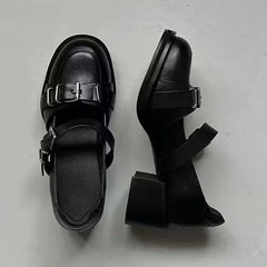 Cyflymder  Chunky  Jane Shoes Mid Heels Desigenr Shallow Sandals 2025 Trend New Spring Dress Shoes Pumps Mujer Zapatos