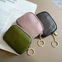 Cyflymder Fashion Genuine Leather Short Women Wallet Clutch Coin Purse Card Holder Organizer Bags Mini Zipper Cute Money Bags