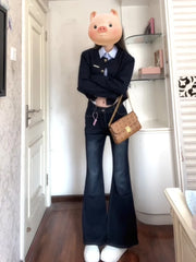 Cyflymder  American Retro Flare High Waist Women's Jeans Spring 2025 New Spicy Low Waist Slimming Elastic oe Pants Fashion Lady