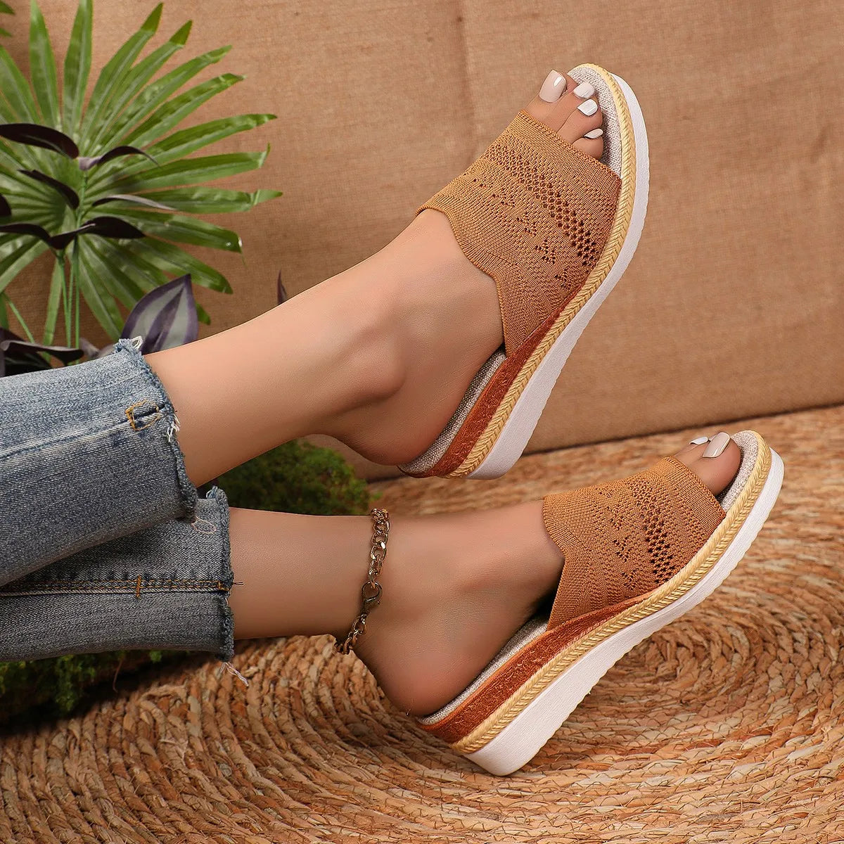 Cyflymder  Women Sandals Elegant Woman Shoes With Low Heels Wedge Sandals Summer Mujer Peep Toe Platform Sandals Ladies Slippers
