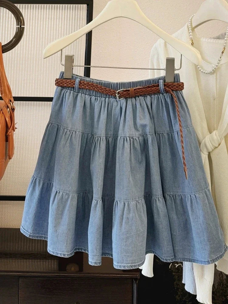 Cyflymder  Denim Skirt Women Vintage Streetwear Korean Fashion High Waist Skirt Harajuku Casual Mini Skirt 2025 Summer New