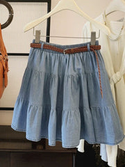 Cyflymder  Denim Skirt Women Vintage Streetwear Korean Fashion High Waist Skirt Harajuku Casual Mini Skirt 2025 Summer New