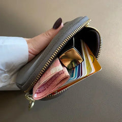 Cyflymder Fashion Genuine Leather Short Women Wallet Clutch Coin Purse Card Holder Organizer Bags Mini Zipper Cute Money Bags