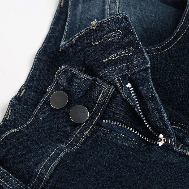 Cyflymder  American Retro Low Waisted Washed Jeans Women Streetwear Y2K Slim Fit Flared Pants Mujer Fashion Button Pockets Denim Trousers