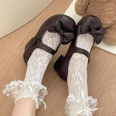 Cyflymder  Lovely Big Bowknot Low Heel Mary Jane Shoes Women Autumn Comfortable Thick Heel Japanese Jk Shoes Pumps Women Lolita Shoes