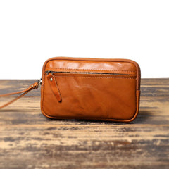 Cyflymder  New Vegetable Tanned Leather Zipper Pouch, Cowhide Coin Purse, Large-capacity Card Holder, Leather Storage Bag, Key Case