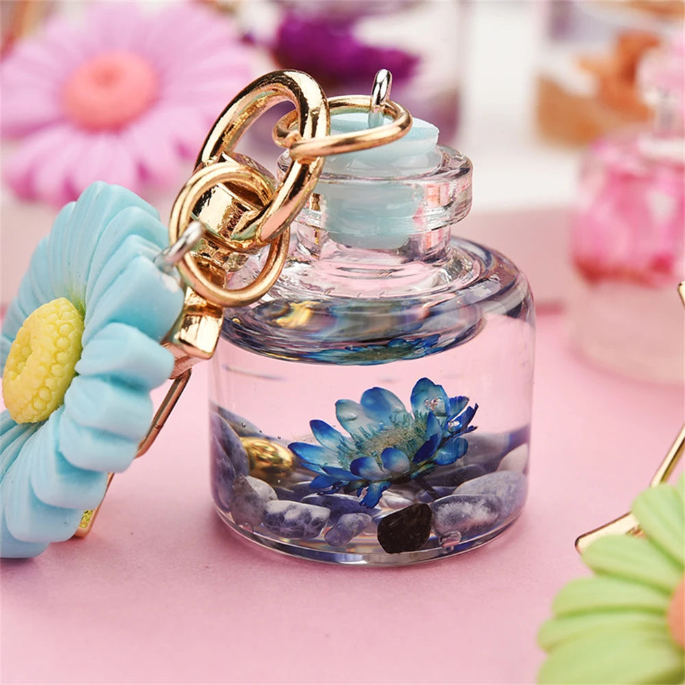 Cyflymder Small Chrysanthemum Key Chain Personalized Moon Button Fashion Keychains For Women Charm Keychain Girl Bag Pendant Keyring Gift for Mom