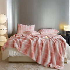 Cyflymder  A-Class Autumn Winter Grid Milk Velvet Blanket Thick Warm Faux Fur Throw Blanket for Office Soft Multi-Purpose Anti-Static Shawl