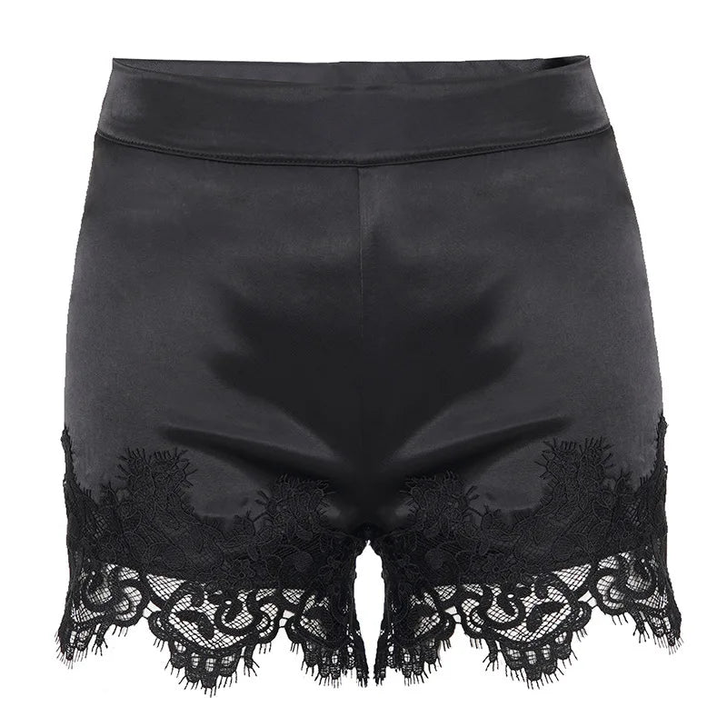Cyflymder  Y2K Lace Basic Shorts European American Sweet Girl Style Temperament Slim Fit Slimming Solid Color Casual Pants