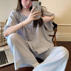 Cyflymder   Summer New Round Neck Lace-up Soft Loungewear Casual Loose Girl