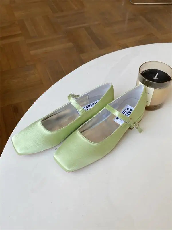 Cyflymder  Shoes Women's Heels Riband Casual Female Sneakers Modis Square Toe Oxfords Flats On Heels Low Comfortable 2025 Grandma Retro Lea