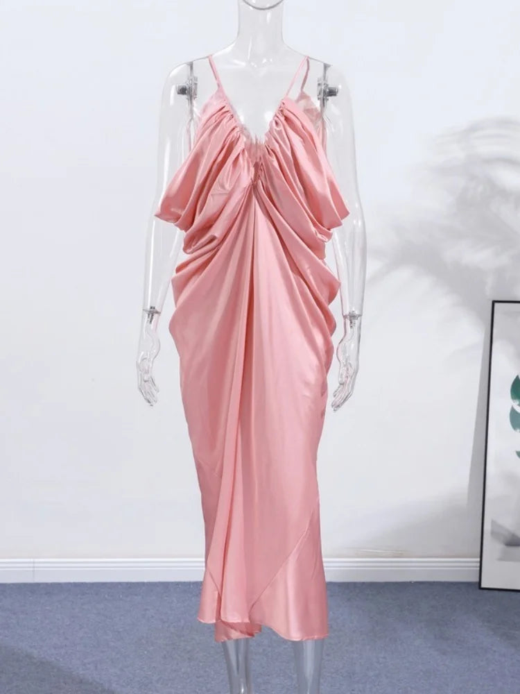 Cyflymder  Dress Women Wholesale European American Fashion Woman Clothing Solid Color Sexy Backless Dress V Neck Dresses 2025