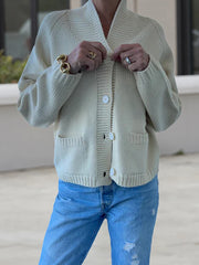 Cyflymder  Women s Oversized Chunky Knit Cardigan Sweater with Shawl Collar and Button Down Front - Cozy Winter Fashion Piece