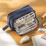 Cyflymder 4 Partitions Large Pencil Case Pen Bag School Student Pencil Cases Cosmetic Bag Stationery Organizer Office Supply