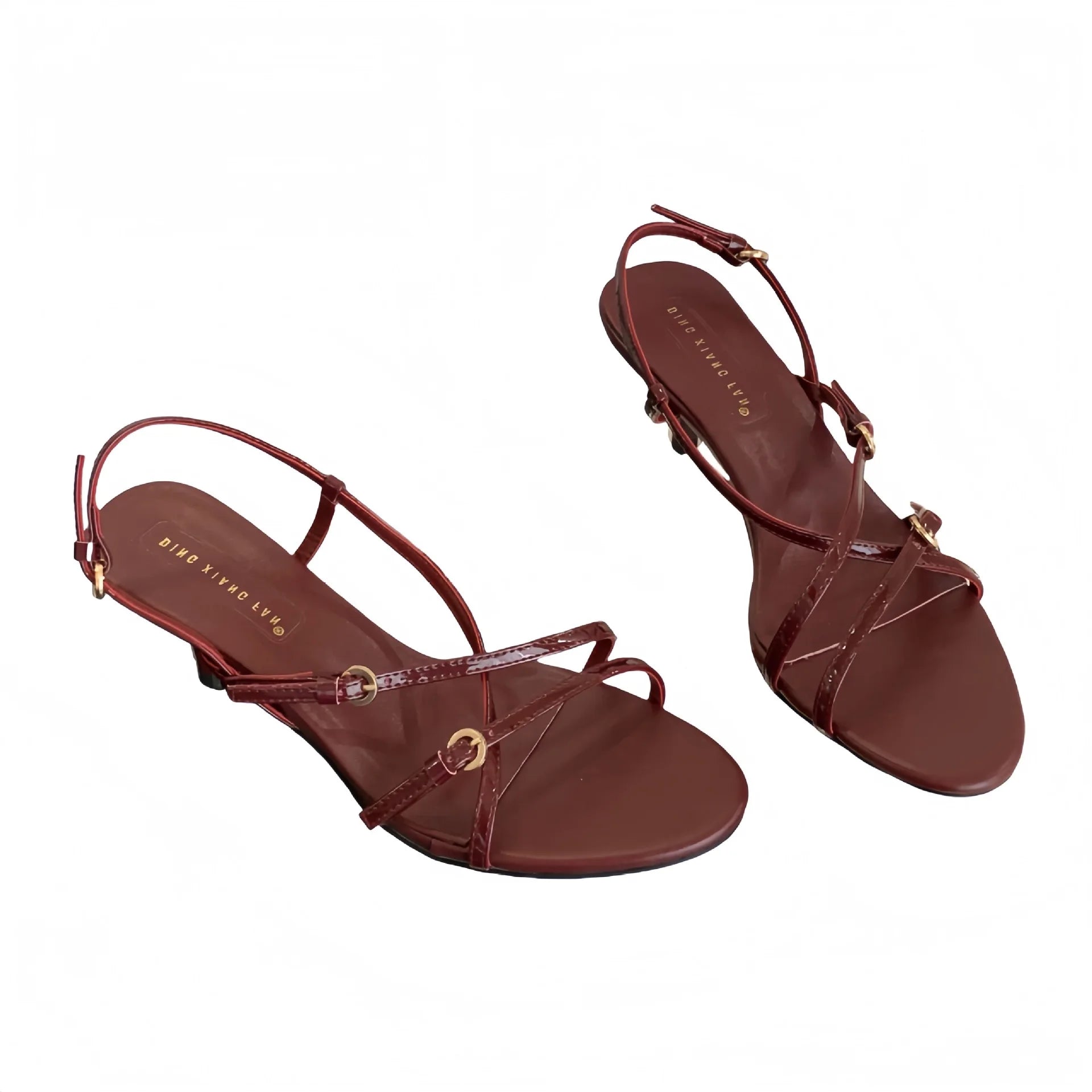 Cyflymder  Clear Heels Open Toe Low Sandals Woman Leather Female Shoe Ankle Strap All-Match 2025 Summer Med Peep Low-heeled Girls Fashion B
