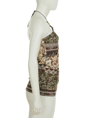 Cyflymder  Vintage Bandage Paisley Halter Tops Slim Slash Neck Sleeveless Tank Tops Women Summer Fashion Streetwear Ladies