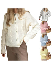 Cyflymder  Women s Cable Knit Cardigan Sweater with Long Sleeves and Button Closure - Cozy Fall Jacket for Casual Streetwear Style