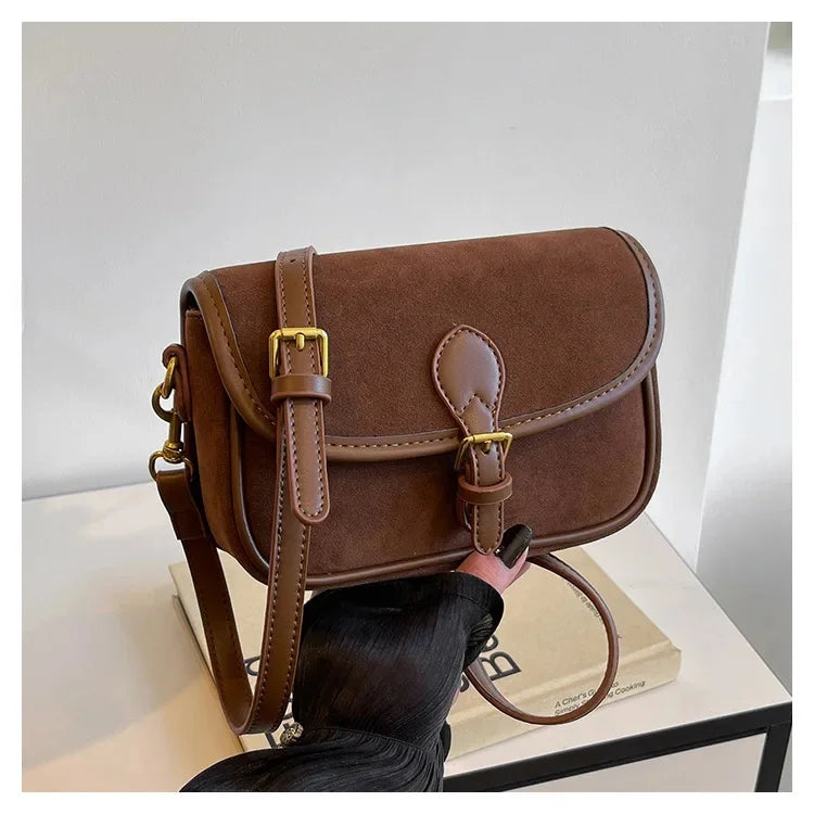Cyflymder  New Ladies Vintage Saddle Bag Simple Commuter Crossbody Bag Soft Texture Bean Curd Square Bag Elegant Versatile Shoulder Bag