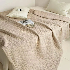 Pure Cotton Quilt Bedspread Twin Queen Size Bed Sheet Solid Color Coverlet Single And Double Bed Cover Quilted Gauze Blanket