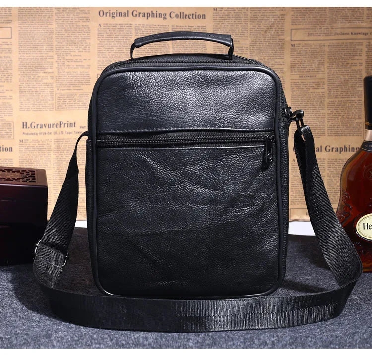 Cyflymder  Men Genuine Leather Shoulder Bag Male Cowhide Leather Handbags Men's Large Zipper Messenger Bag Travel Tablet Bag Tote